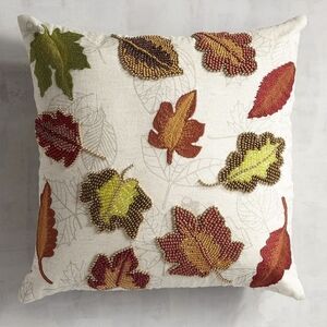 PIER 1 IMPORTS Fall Embroidered Beaded Leaves pillow cover, set of 2